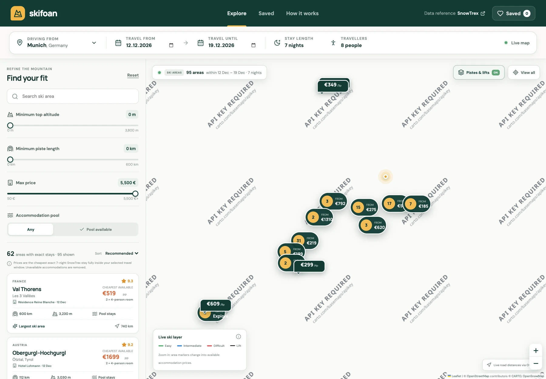 Kartenübersicht der lokalen React-App