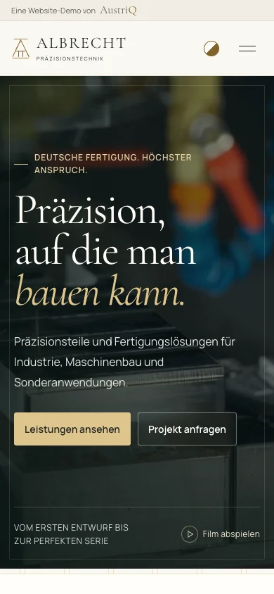 Handy: Technik und Markenansprache im schmalen Layout.