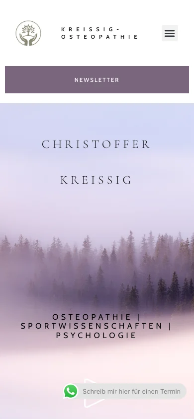 Handy: Kreissig Osteopathie · veröffentlichte Website.