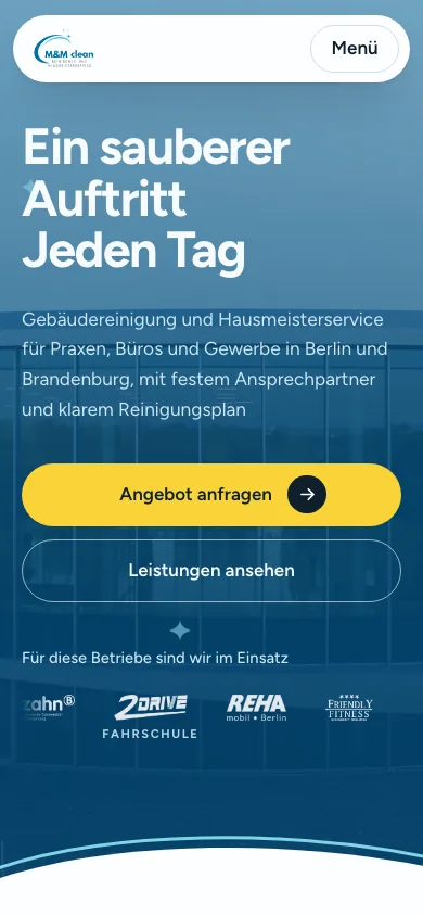 Smartphone: veröffentlichte M&M-clean-Website · 20.10.2026.